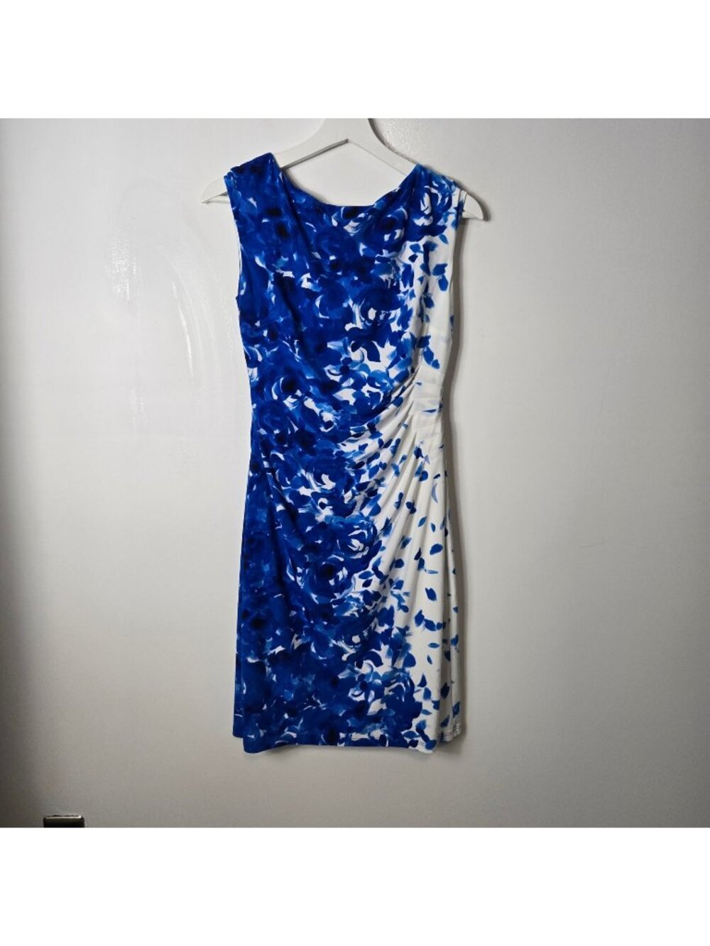 Lauren Ralph Lauren Sleeveless Sheath Side 6 Ruching Blue Knee Length Dress Line